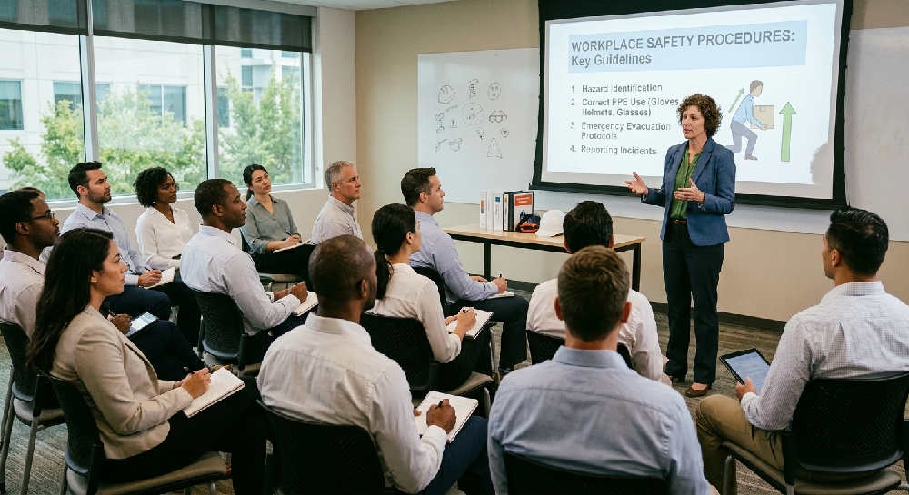 trainer leading a workplace training session